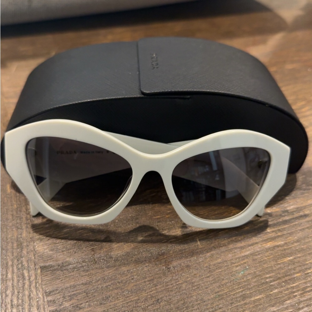 Prada White Retro-Inspired Sunglasses